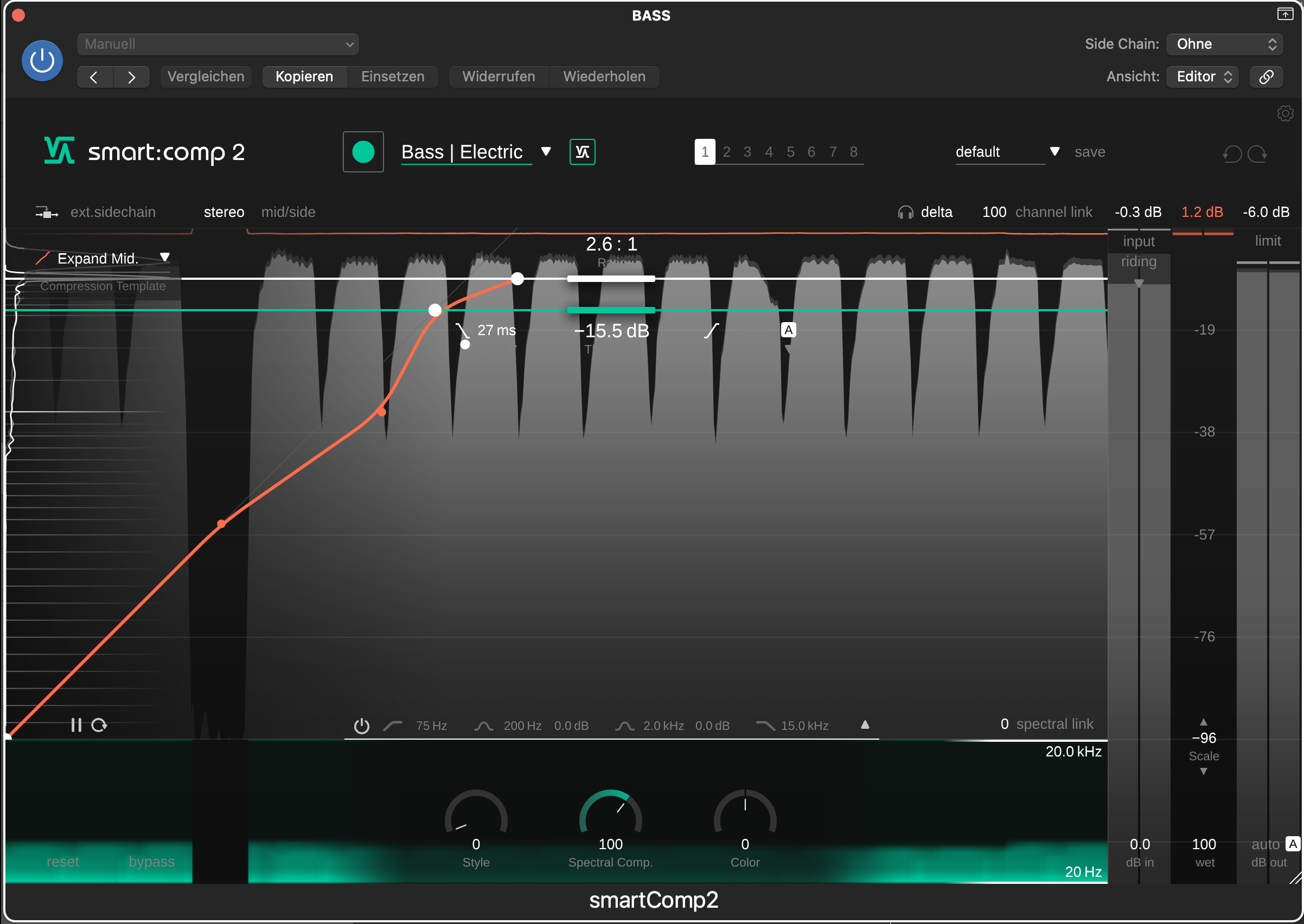 Mid-Level Expansion shown in sonible's compressor audio plugin