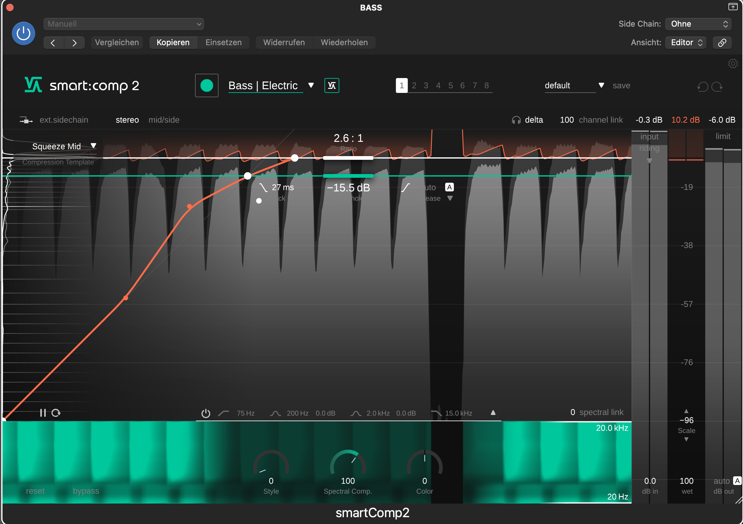 Mid-Level Compression shown in sonible's compressor audio plugin