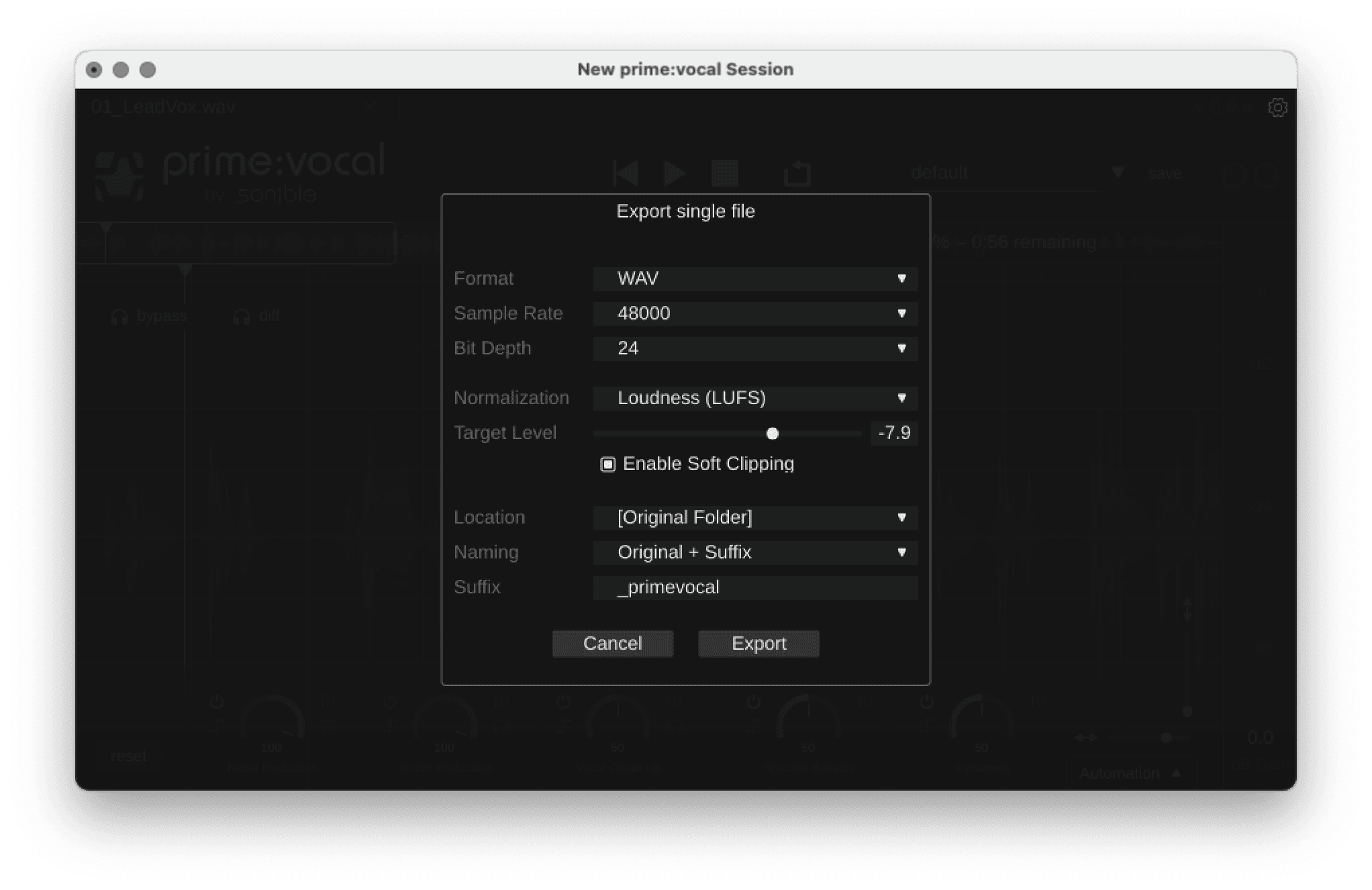 prime:vocal export